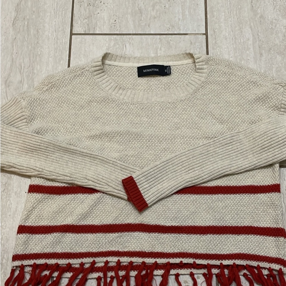 MINKPINK Textured Cream Knit Sweater